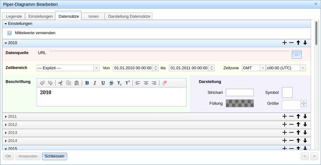 Dialog: Datensätze