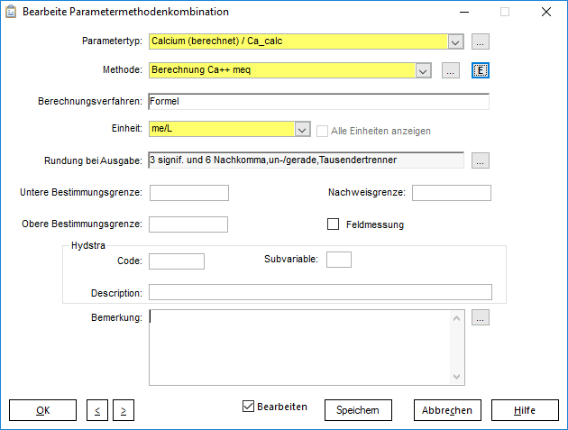 WISKI Configuration: Parameter Method combinations