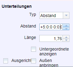 Unterteilung der Abszisse eines Graphen in 5-Jahresintervalle