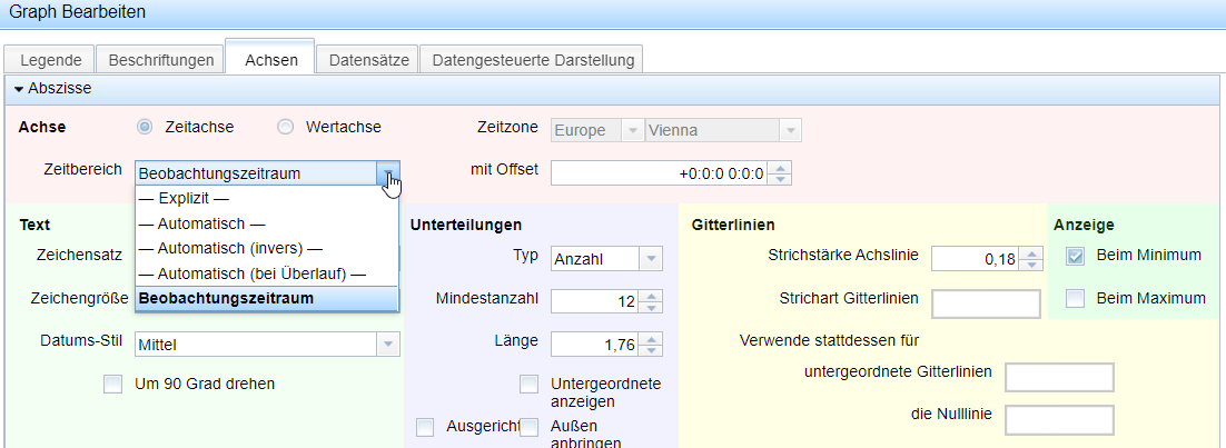 Abszisse eines Graphen konfigurieren