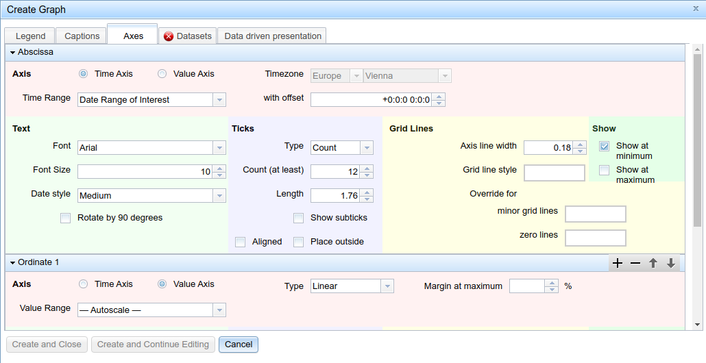 graph dialog: axes