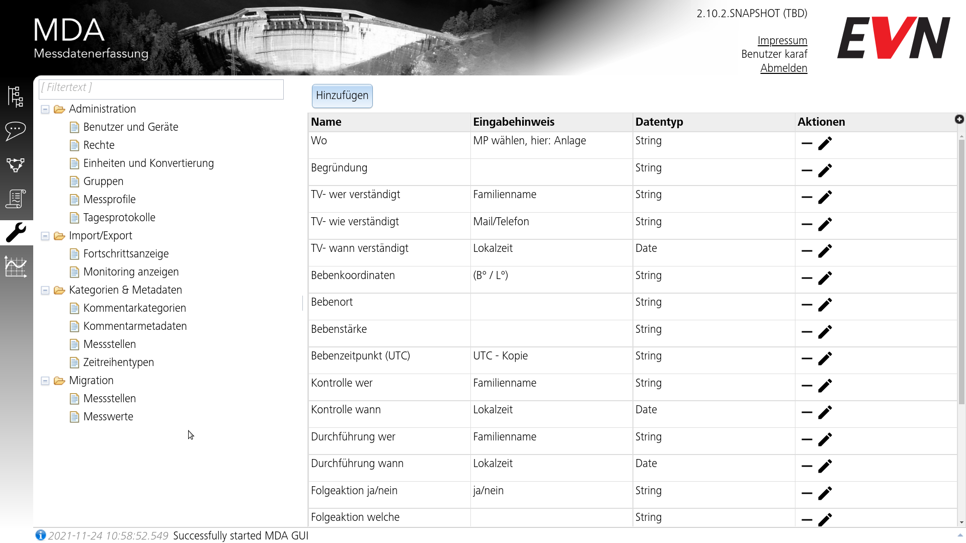 Kommentar-Metadaten-Liste