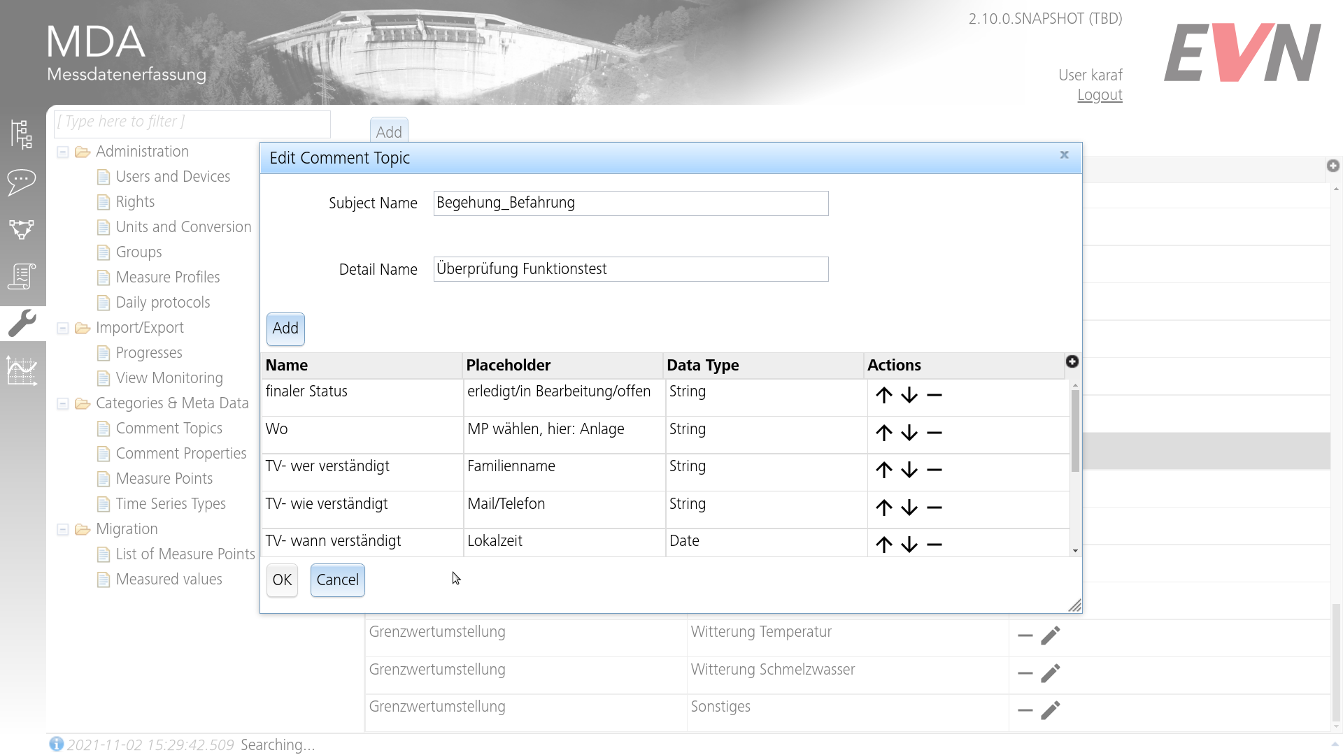 Comment Topic Edit Dialog