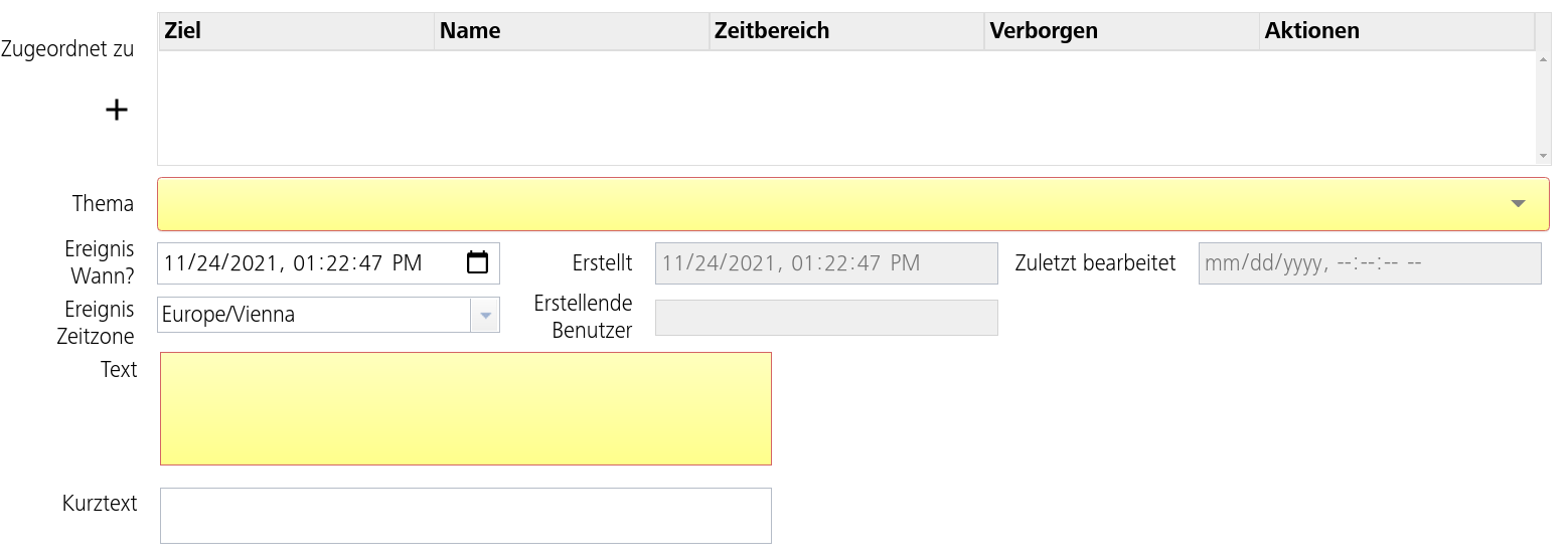 Standard-Eigenschaften im Kommentardialog