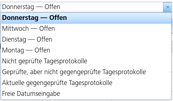 Tagesprotokolle-Zeitoptionen